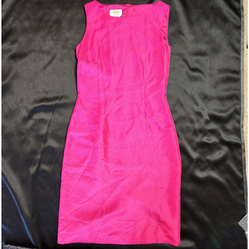 Vintage Talbots 6 Womens Pencil Dress Silk Hot Pink Barbie old money preppy